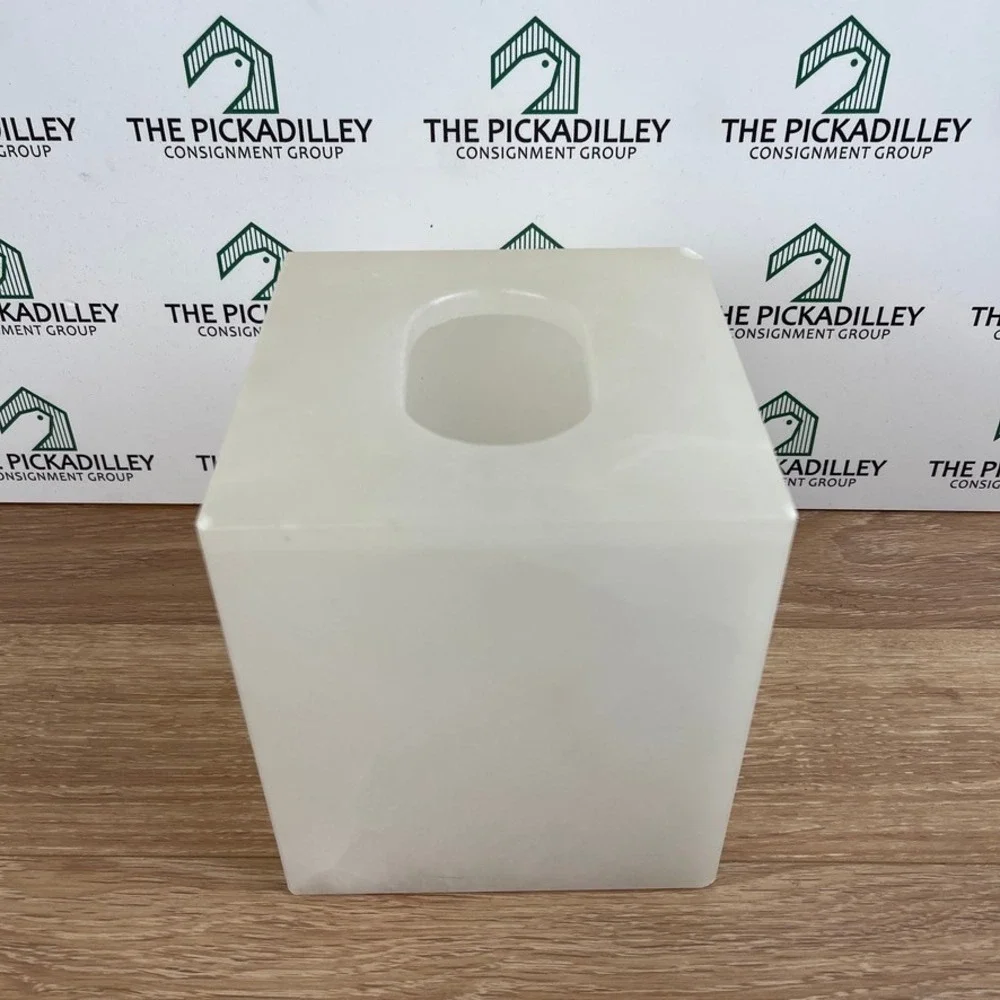 White Alabaster Stone Tissue Box Cover Square Cube Bathroom Decor Accessories